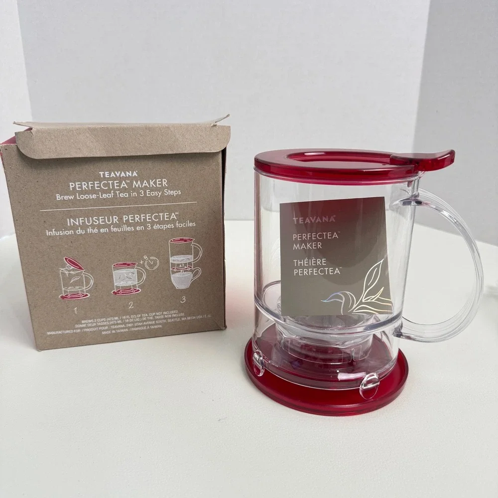 Teavana Perfectea Loose Leaf Tea Infuser 16oz Dark Red - New Open Box - Picture 2 of 6